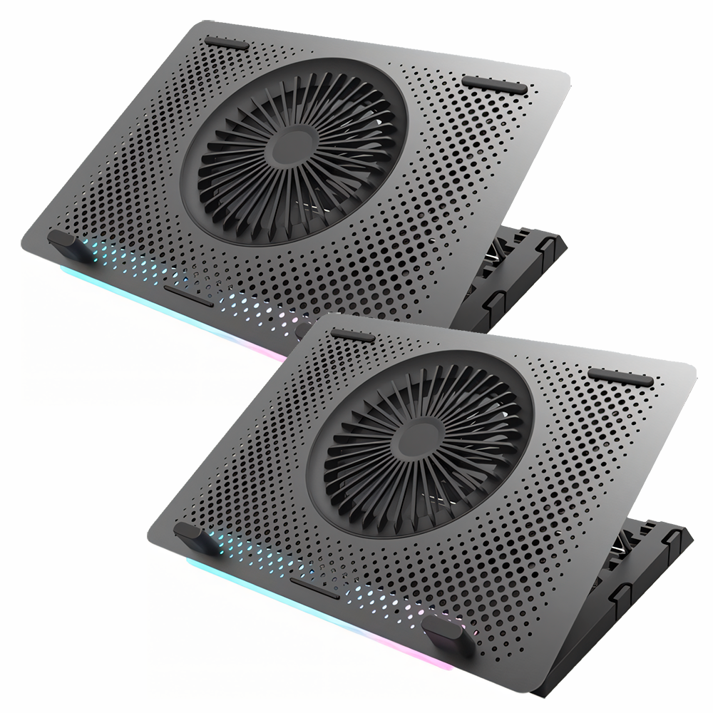 2XTANTO 💸| Base/Soporte Cooler para laptop DarkFlash G200 Plus Lightstrip, soporta hasta laptops 16", con Celular stand, stand, 5 ventiladores KT