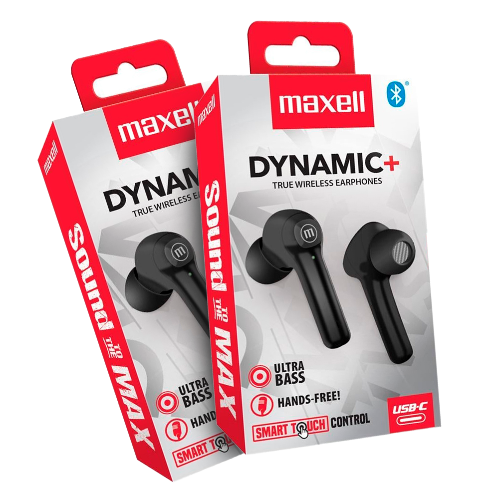 2XTANTO 💸| Audifonos Bluetooth Maxell,  DYNAMIC + . EB-BTDY+ BT +True Wireles Stereo Earbuds ULTRABASS, NEGRO  KIT