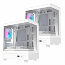 2X1 | Case Gaming Darkflash DB330M Tempered Glass M-ATX/ITX  3 fans120MM, ARGB - Blanco KT