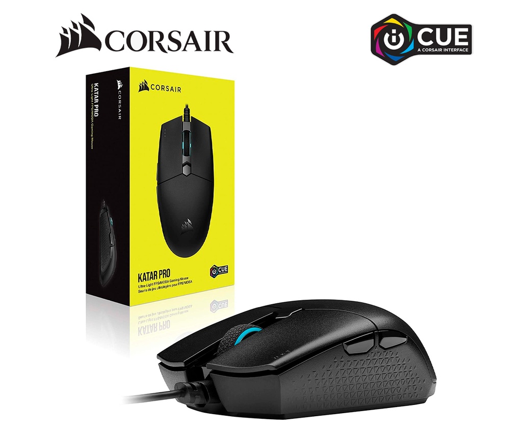 Mouse Corsair Katar Pro, 60gr, FPS o MOBA,  1000Hz/500Hz/250Hz/125Hz - CH- 930C011-NA