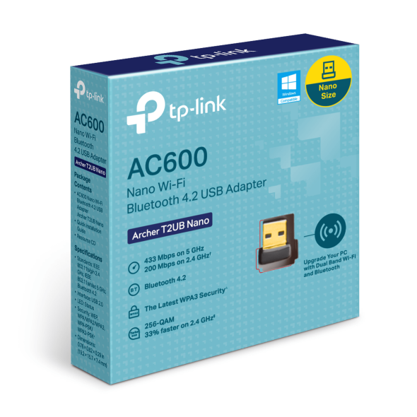Adaptador  WIFI  USB + Bluetooth TP-LINK Archer T2UB Nano Adaptador USB WiFi AC600 