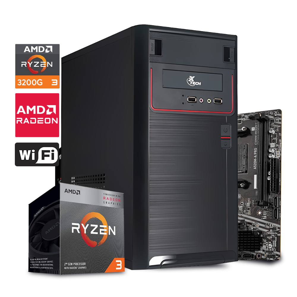 Computadora Standard Ryzen 3 3200G / A520 / 32GB DDR4 / 256GB SSD / 600W / WiFi USB