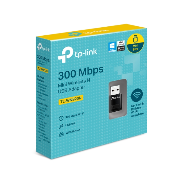 ADAPTADOR WIFI TP-LINK mini USB WI-FI 300MBPS BLK 2.0 - TLWN823N