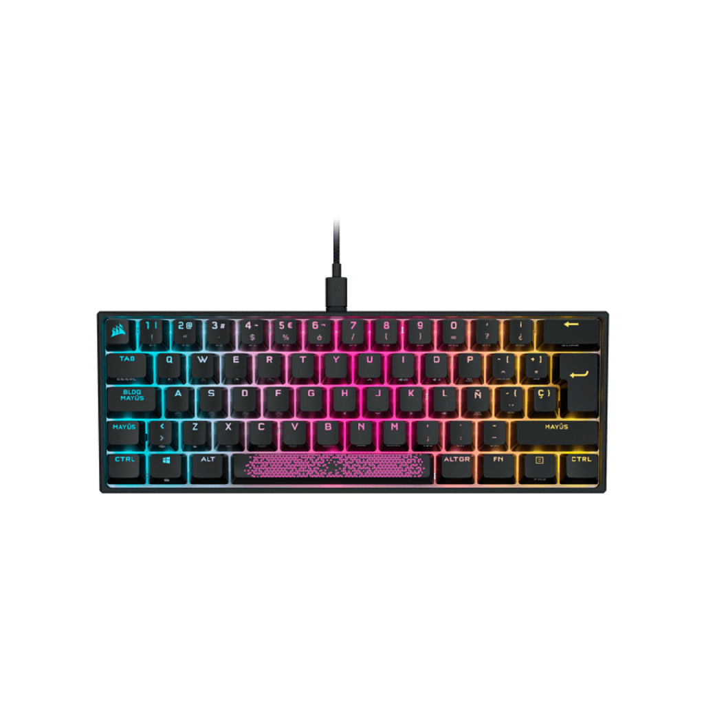 Teclado Corsair K65 RGB Mini - Ingles - 60% - Negro - Speed RGB Silver - CH-9194014-NA