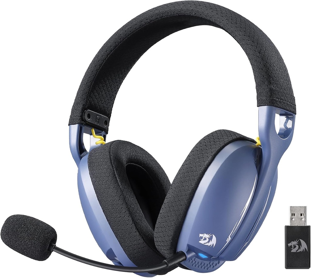 Headset Redragon Skuld Pro - 3 modos de conexión - Negro/Azul - H878BB Inalambrico, Bluetoth y cable 