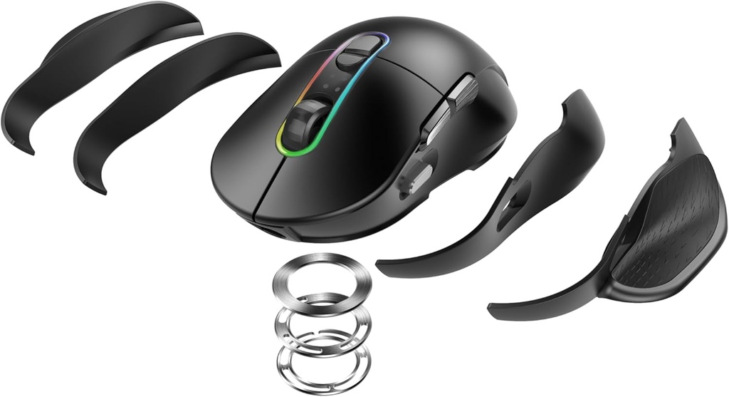 Mouse Mountain Makalu Modulart RGB - Negro - MG-MAM1-1 RGB PixArt 3370 y conectividad híbrida, Inalambrico