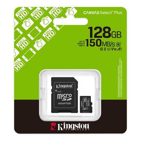 MicroSD,Kingston 128GB microSDXC Canvas Select Plus Gen3 150MB/s A1, SDCS3/128GB