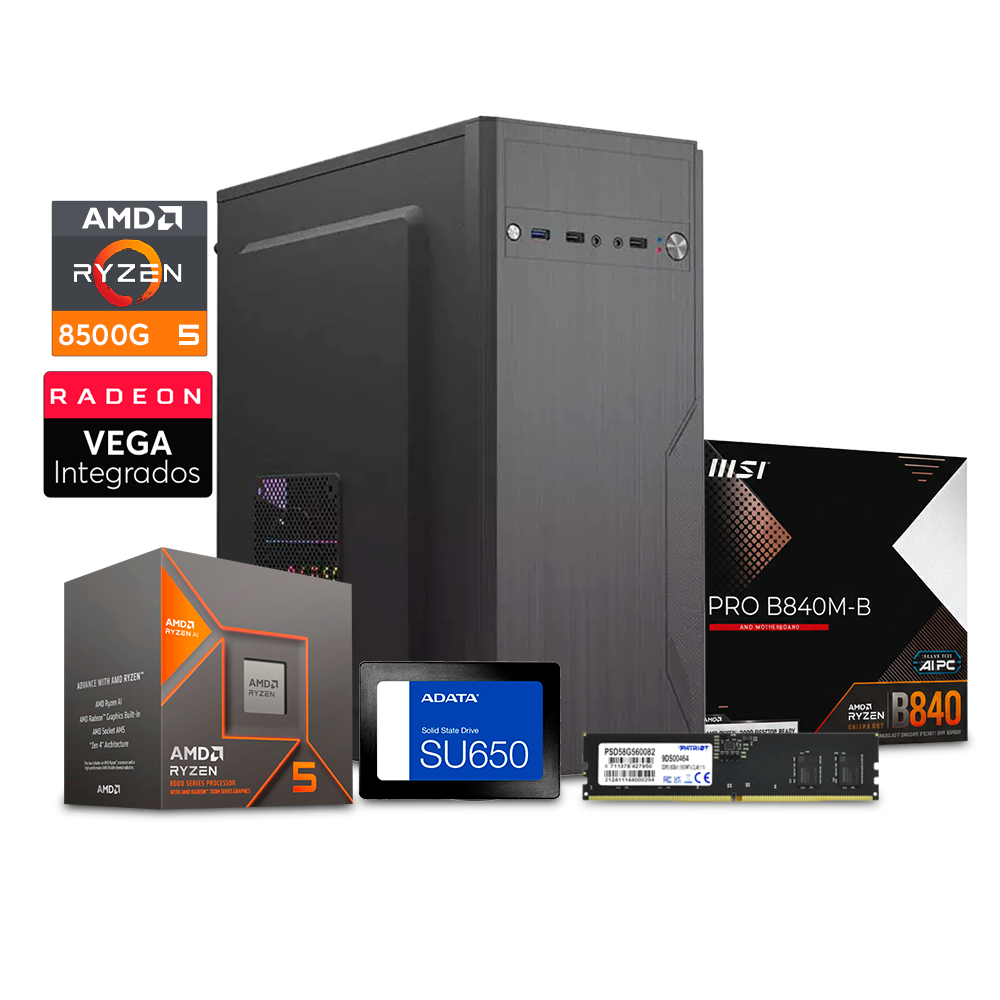 PC Potato - Ryzen 5 8500G/ B840M-B / 8GB DDR5 / 256GB SSD Case B350 Black