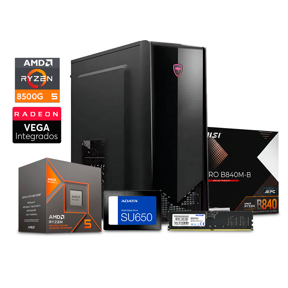 PC Potato - Ryzen 5 8500G/ B840M-B / 8GB DDR5 / 256GB SSD Case B350 Black