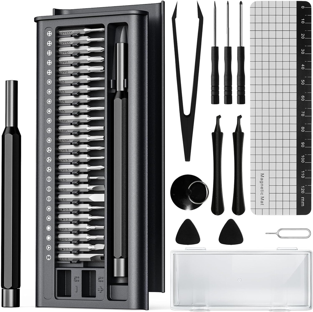 Herramientas Juego de desarmadores 38-in-1,Mini Magnetic Pads  para Macbook,Computadoras,Laptops,iPhone, PS4,PS5,Xbox, SWITCH