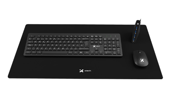 Combo de Teclado multimedia y Mouse inalambrico con alfombrilla XL y HUB USB 3.0 de 4 puertos, XTK-320S