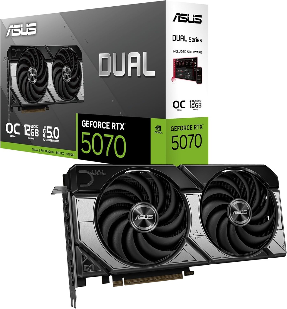 Tarjeta de video ASUS DUAL RTX-5070 12GB GDDR6 1 HDMI 3 DP, DUAL-RTX5070-O12G