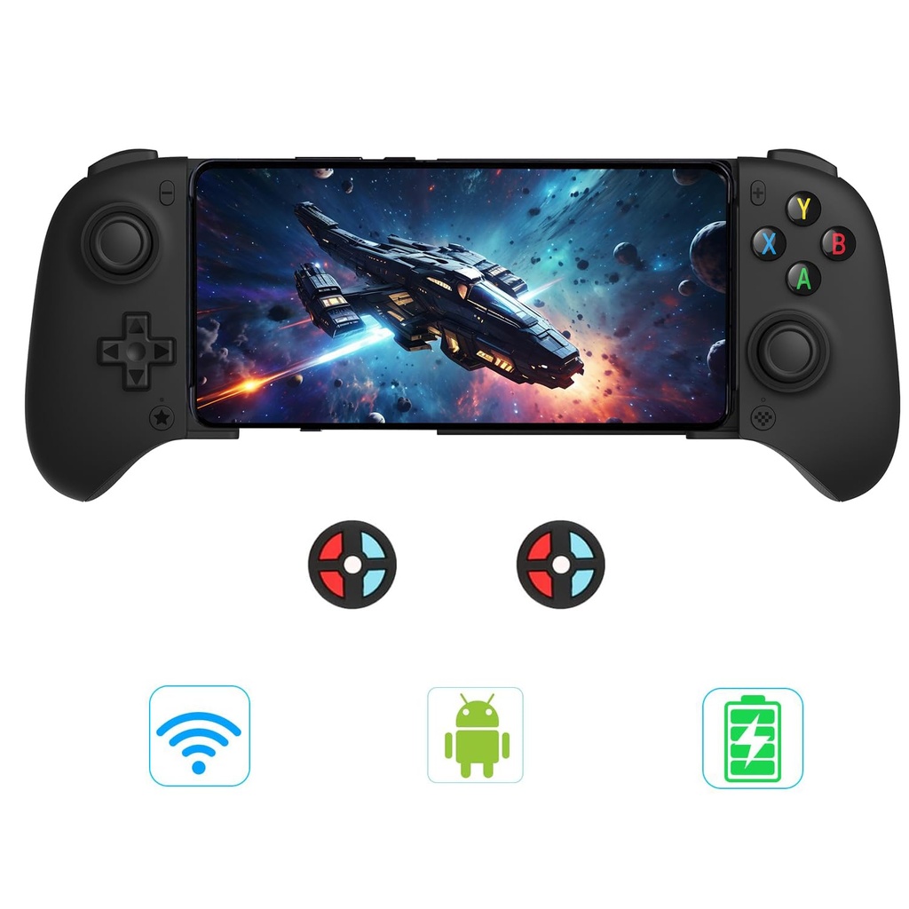 Control 8BitDo Ultimate Mobile Gaming - para Android - Bluetooth - Negro - 80LB, Hall Effect Joysticks and Hall Triggers