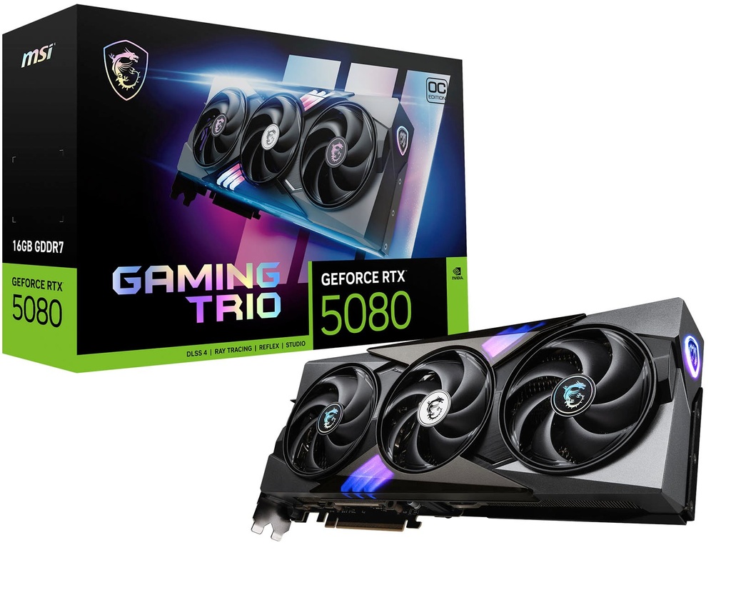 Tarjeta de Video MSI Nvidia Geforce RTX 5080 16GB Gaming Trio OC - 912-V531- 235