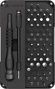 Kit de Herramientas Corsair - PC DIY Precision Toolkit - CC-9310003-WW, 65 puntas de destornillador, Varilla de extensión flexible Bandeja y destornillador imantados Tapa del destornillador de alta calidad y giro suave