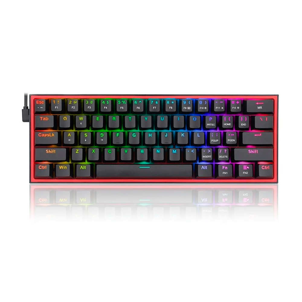 Teclado mecanico Redragon Fizz RGB K617- RGB BLACK - Dust-Proof Red conexion USB, 40%  Swich Red