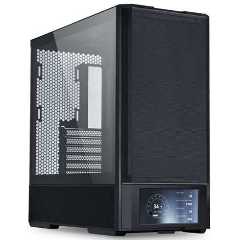 Case Lian Li Lancool 207 Digital - Negro - LAN207DX, LCD de 6” (720×1600, 60 Hz, 500 nits), 2 x 140 mm (frontales) + 2 x 120 mm (inferiores)
