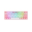 Teclado Mecánico Gaming Redragon FIZZ PRO 60%, Inalámbrico, Blanco/Rosa, Switch RED - USB TIPO-C, 2.4Ghz, Bluetooth- K616-RGB WP