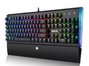 Teclado Mecanico Redragon ARYAMAN RGB, Color Negro, Switch Rojo, K569, reposa muñeca, Full key anti-ghosting, Golden plated USB