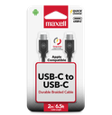 Cable  Usb-C a Usb-C Maxell,  2Mtrs. compatible (PC, Android, Apple), BRCCB-2M Cable forrado color negro  