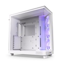 Case NZXT H6 Flow RGB Mid-Tower Airflow Case with 3 RGB Fans, Panoramic Glass Panels, Cable Management - Color Blanco CC-H61FW-R1