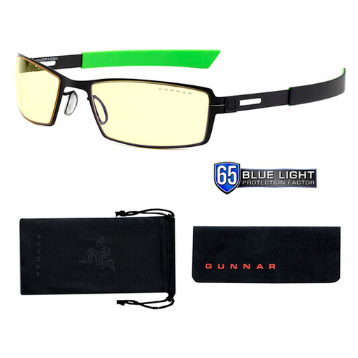 [12280] Gafas Gunnar MOBA Razer™ Edition Gaming, Blue-Light Block, Onyx Frame Tinte Ámbar - RZR-30007 