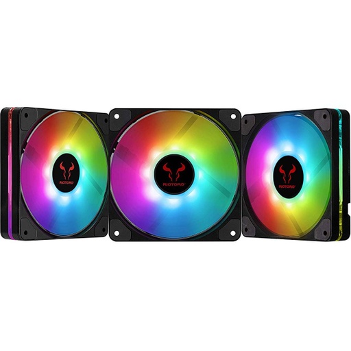 [12761] Kit de Ventiladores Riotoro QUIET STORM RGB 3x120mm Addressable LED, ASUS/Gigabyte/MSI compatible