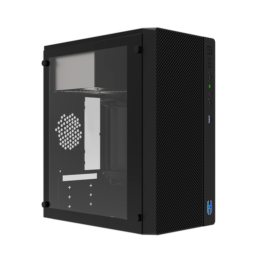 [12945] Case LOKI LC190 Temp Glass, Mid Tower, Micro ATX Black + Fuente ATX