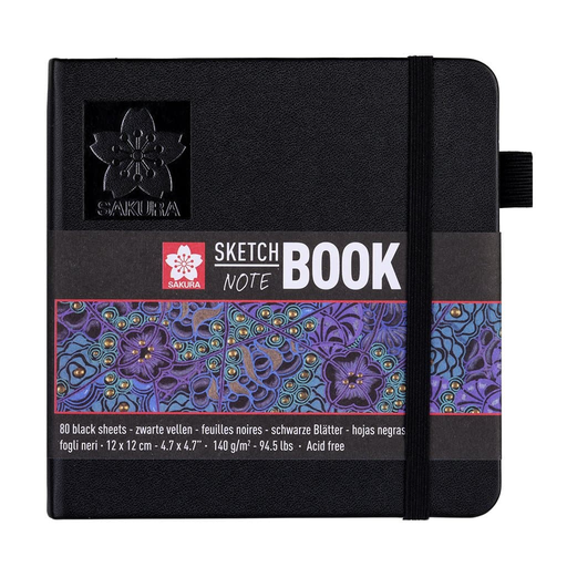 [ART24503] Sketch Note Book Sakura Paisaje 12x12CM 140G  80 Hojas Negras