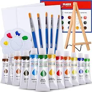 [14956] Kit Basico Pintura Acrilica Rodart con Caballete, 12 pinturas, 3 pinceles, 1 paleta, 3 catones