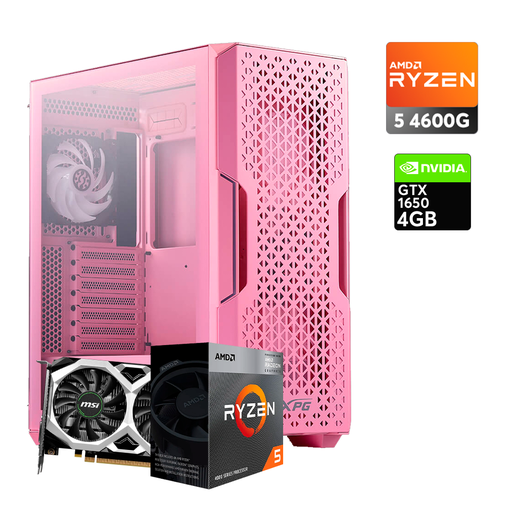 [16605] Pc Pink Ryzen 5 4600G, GTX 1650 4GB, DDR4 16GB, M.2 256GB, 550W 80+