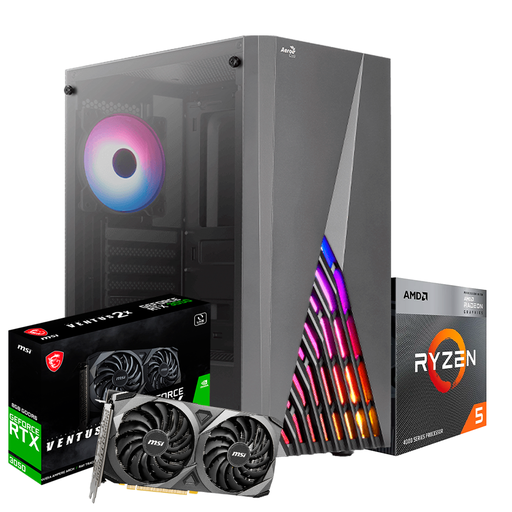 [16635] PC Gaming BLACK, Ryzen 5 4600G, RTX 3050 8GB, 16GB DDR4 FURY, 250GB M.2, 550W