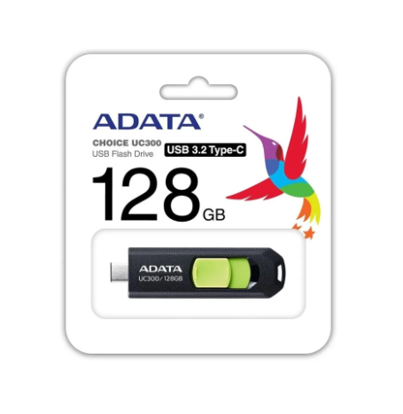 [11286] Memoria USB C ADATA 128GB USB3.2 Gen1 Type-C BLACK/GREEN ACHO-UC300-128G-RBK/GN