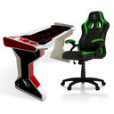 KIT Gaming Escritorio Melamina Blanco + SM115 HHGears Verde